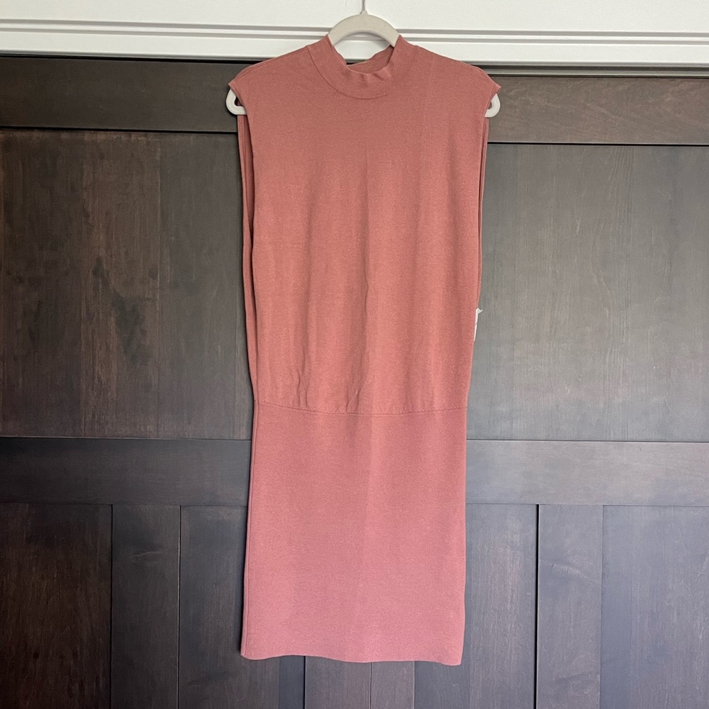 Free People Dress Mockneck Open Back Rose Minidress with Buckle detail Small